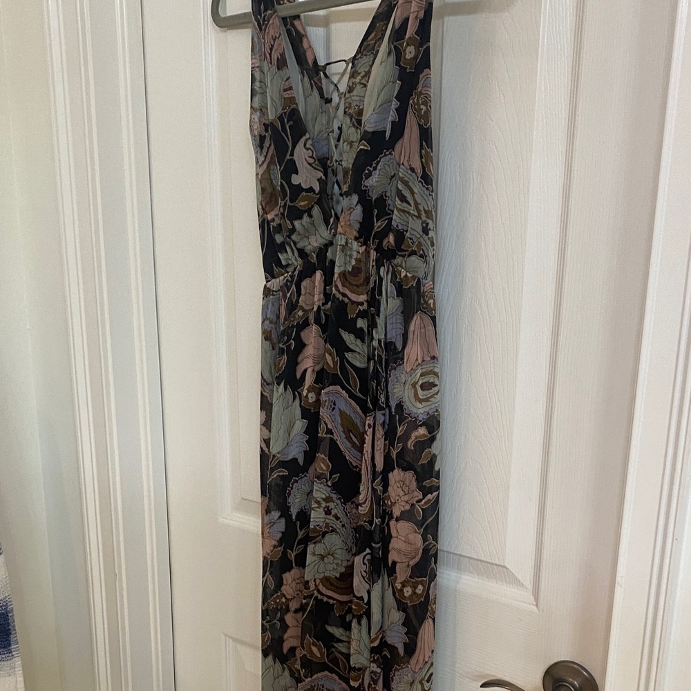 Floral Maxi Dress in Black and Pink